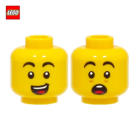 Tête de minifigurine (2 faces) Homme souriant / surpris - Pièce LEGO® 69678
