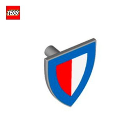 Minifigure Shield Triangular with Red/Gray Halves and Blue Border Print - LEGO® Part 102332