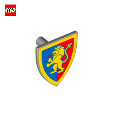 Minifigure Shield Triangular with Lion Standing Yellow on Blue/Red Halves Background - LEGO® Part 102330