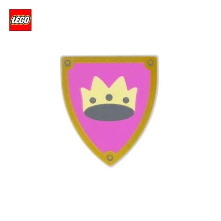Minifigure Shield Triangular with Yellow Crown on Pink Background - LEGO® Part 3846