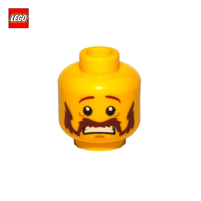 Minifigurine Head Man with Moustache, Scared - LEGO® Part 96161