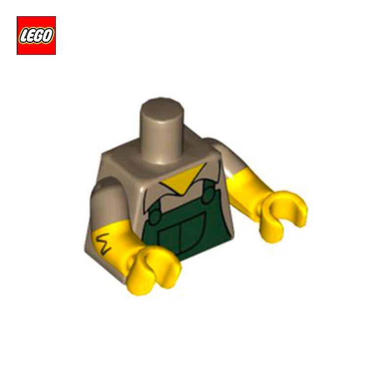 Minifigure Torso with Dark Green Overalls - LEGO® Part 16360