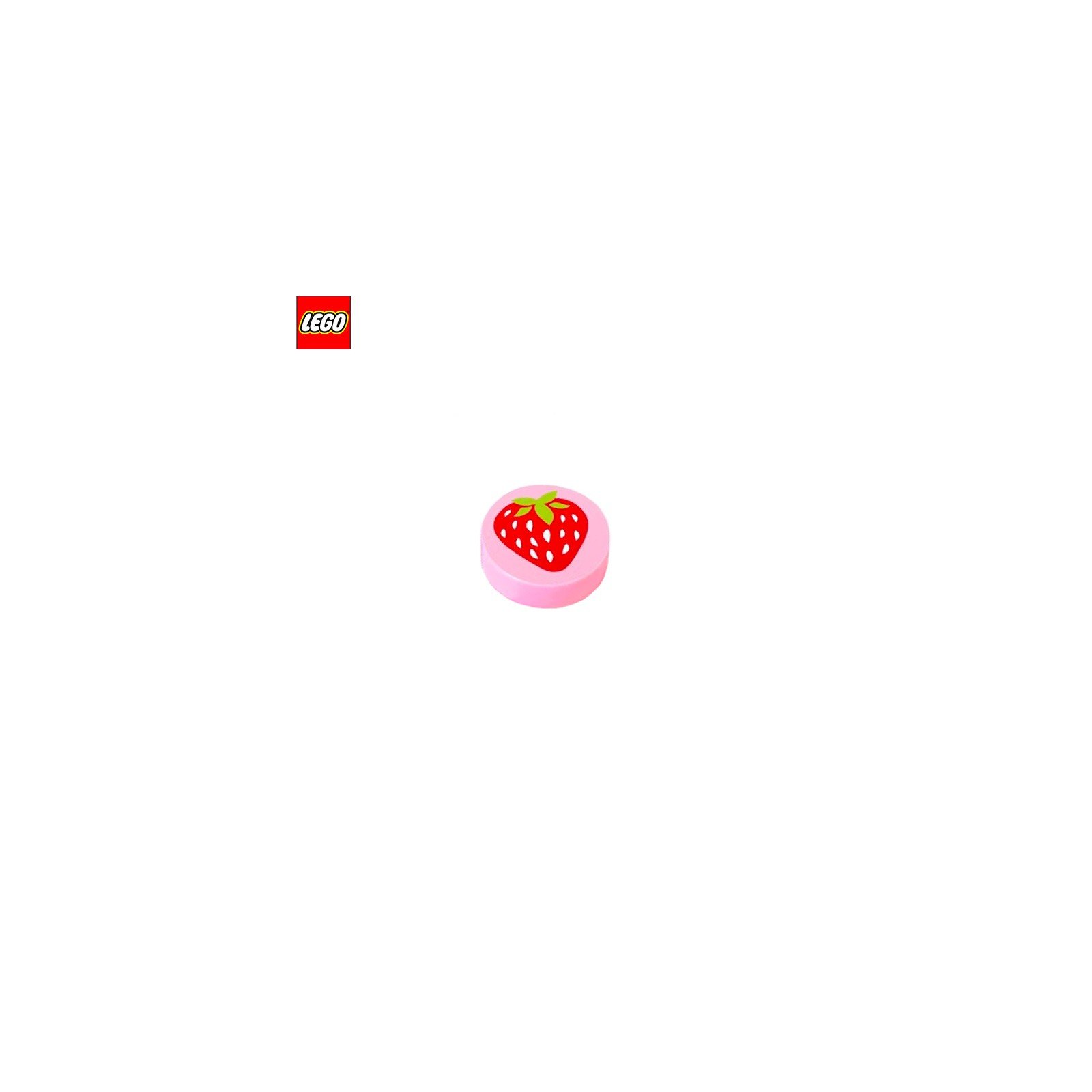 Tuile ronde 1x1 motif Fraise - Pièce LEGO® 15826