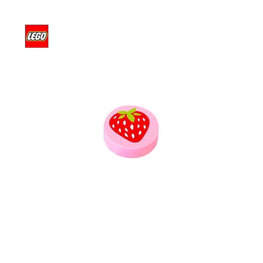 Tuile ronde 1x1 motif Fraise - Pièce LEGO® 15826