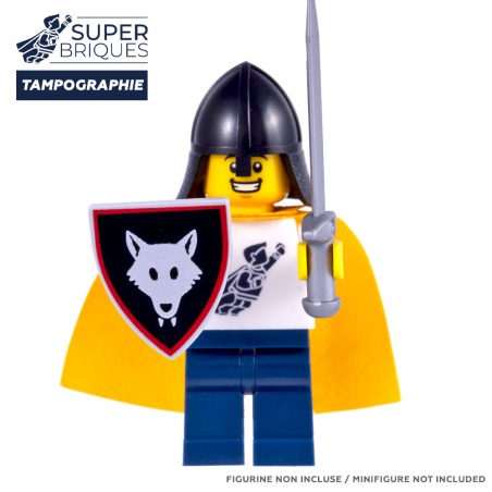 Triangular Shield with Wolf Head Print - Custom Pad Printed LEGO® Part