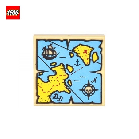 Tuile 2x2 motif carte au trésor - Pièce LEGO® 19524