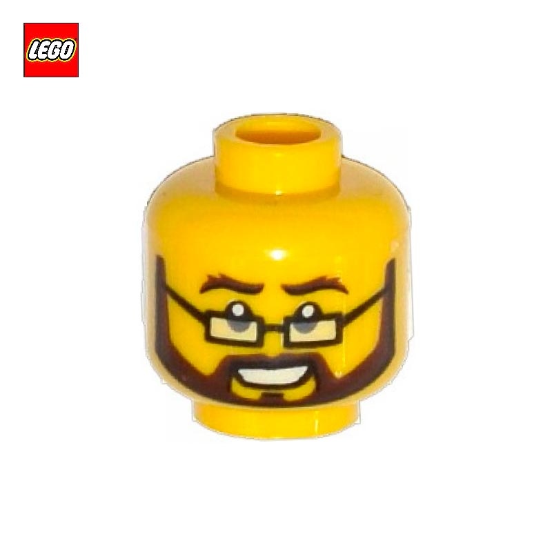 Minifigure Head Man with Beard and Rectangular Glasses - LEGO® Part 17803