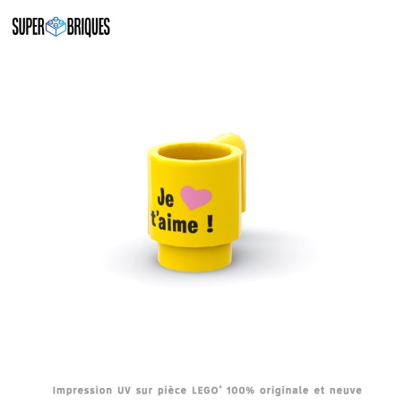 Mug with Je t'aime Print - UV Printed LEGO® Part