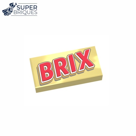 Barre chocolatée BRIX sur tuile 1x2 dorée - Pièce LEGO® customisée