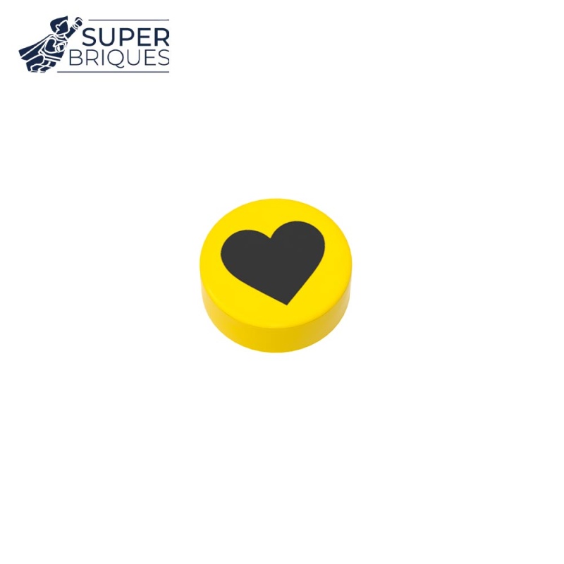Symbole coeur sur tuile ronde 1x1 - Pièce LEGO® customisée