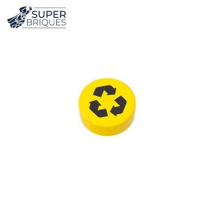 Symbole Recyclage sur tuile ronde 1x1 - Pièce LEGO® customisée