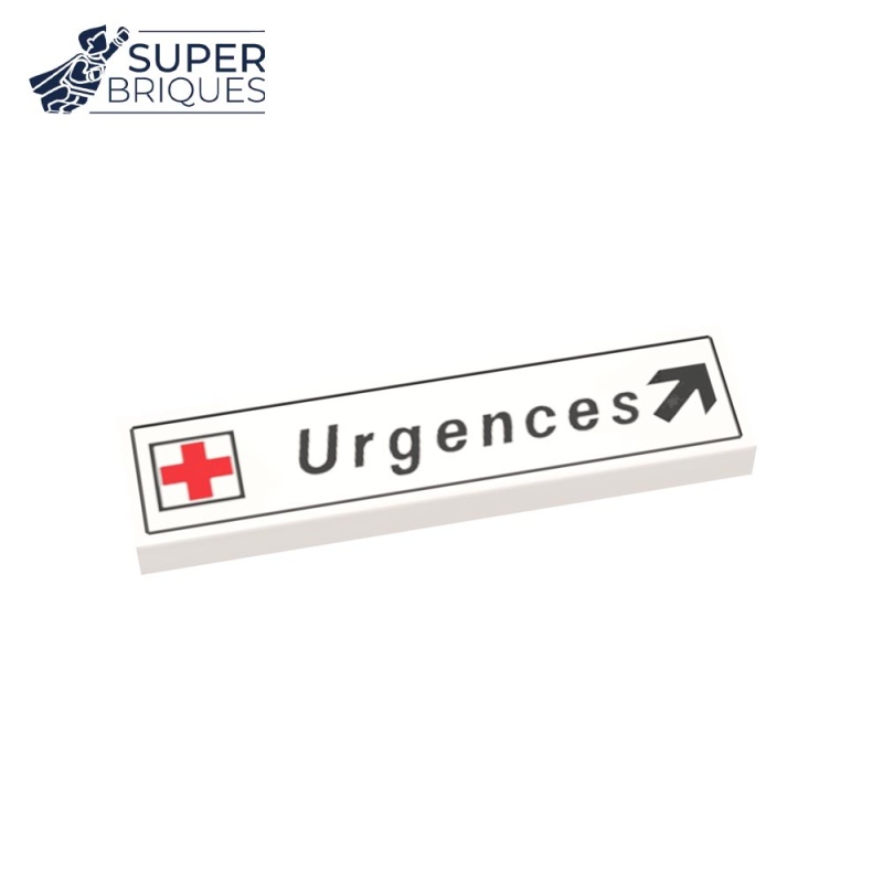Tile 1x4 with Urgences Sign Print - UV Printed LEGO® Part