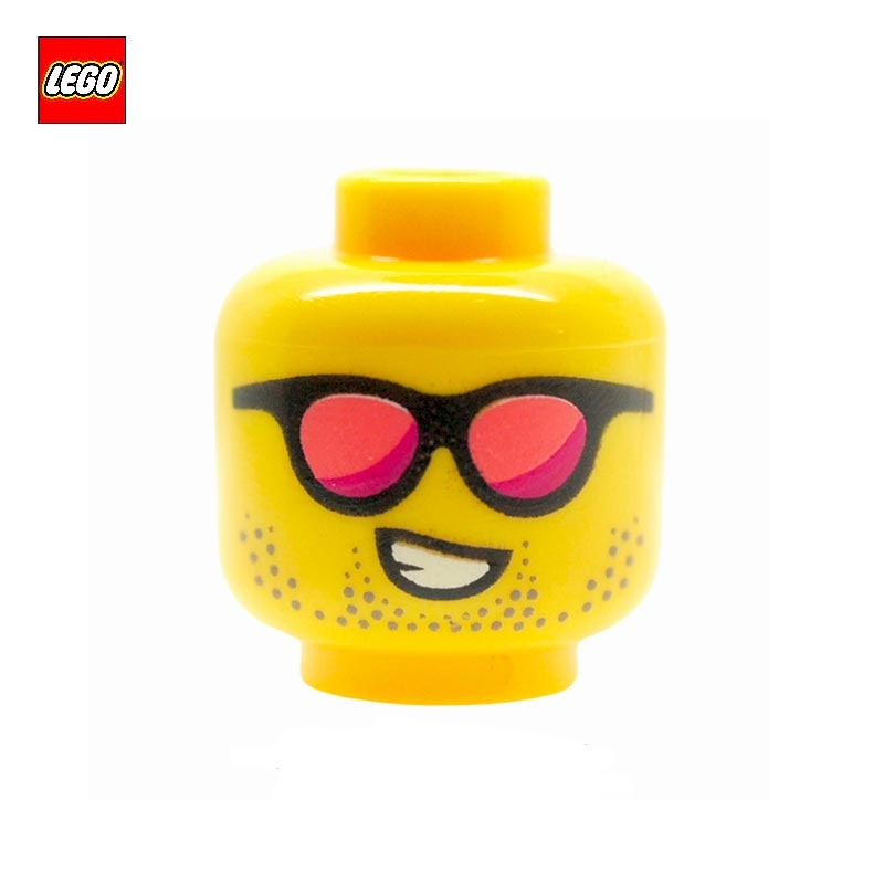 Tête de minifigurine homme barbu avec lunettes de soleil - Pièce LEGO® 104632