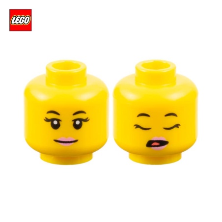 Minifigure Head (2 Sides) woman with Smile / Closed Eyes - LEGO® Part 103001