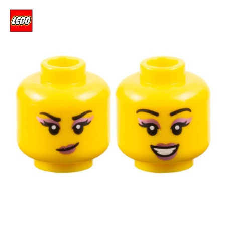 Tête de minifigurine (2 faces) femme souriante maquillée - Pièce LEGO® 102995