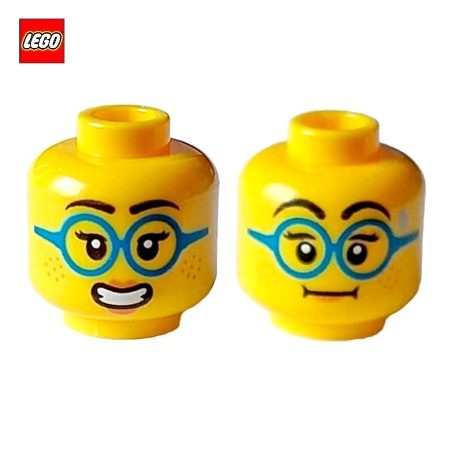 Minifigure Head (2 Sides) woman with Glasses - LEGO® Part 101372
