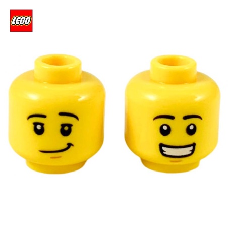 Minifigure Head (2 Sides) Man Smiling - LEGO® Part 49987