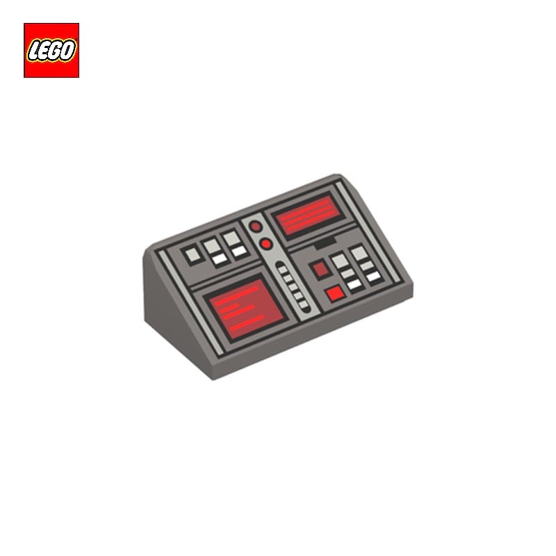 Slope 30° 1 x 2 with Buttons And Red Screens Print - LEGO® Part 26823