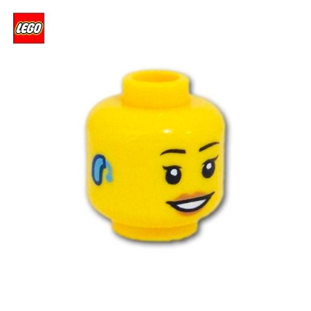 Minifigure Head Woman Smiling with Earphone  - LEGO® Part 69148