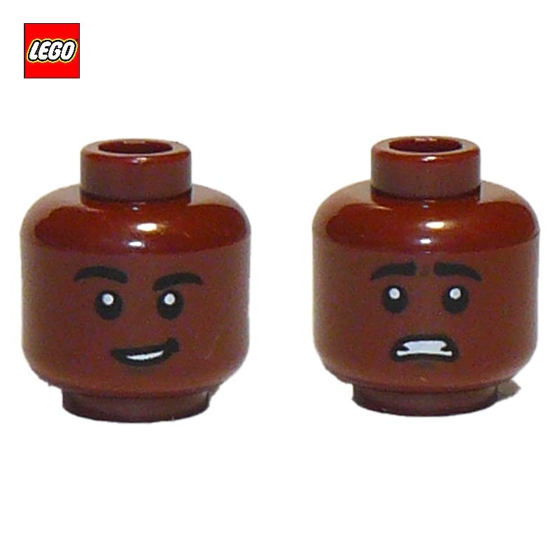 Minifigure Head (2 Sides) Man Smiling / Scared - LEGO® Part 80578