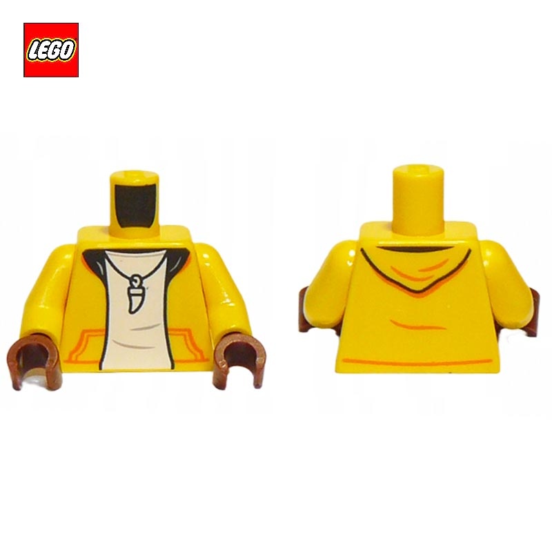 Minifigure Torso with Yellow Hoodie and Brown Hands - LEGO® Part 76382