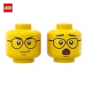 Tête de minifigurine (2 faces) homme à lunettes souriant / étonné - Pièce LEGO® 101419