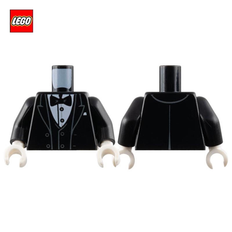 Minifigure Torso Black Tuxedo with Bow Tie - LEGO® Part 76382