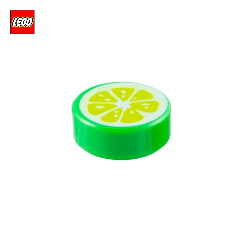 Tile round 1x1 with Lime Wedge Print - LEGO® Part 103348