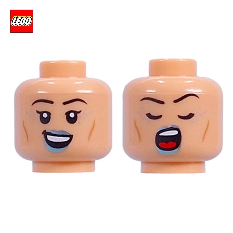 Tête de minifigurine (2 faces) femme souriante / yeux fermés - Pièce LEGO® 108149