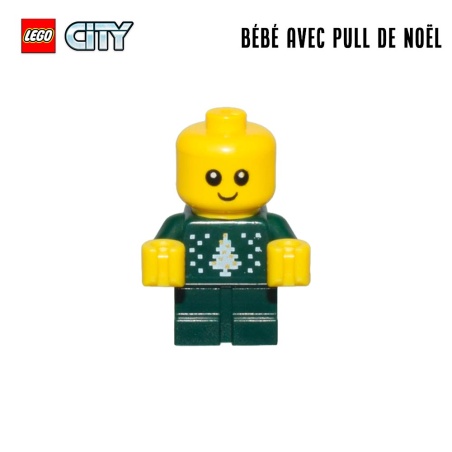 Minifigure LEGO® City - Baby with Christmas Dark Green Sweater