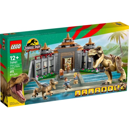 Le centre des visiteurs : l’attaque du T. rex et du vélociraptor - LEGO® Jurassic Park 76961