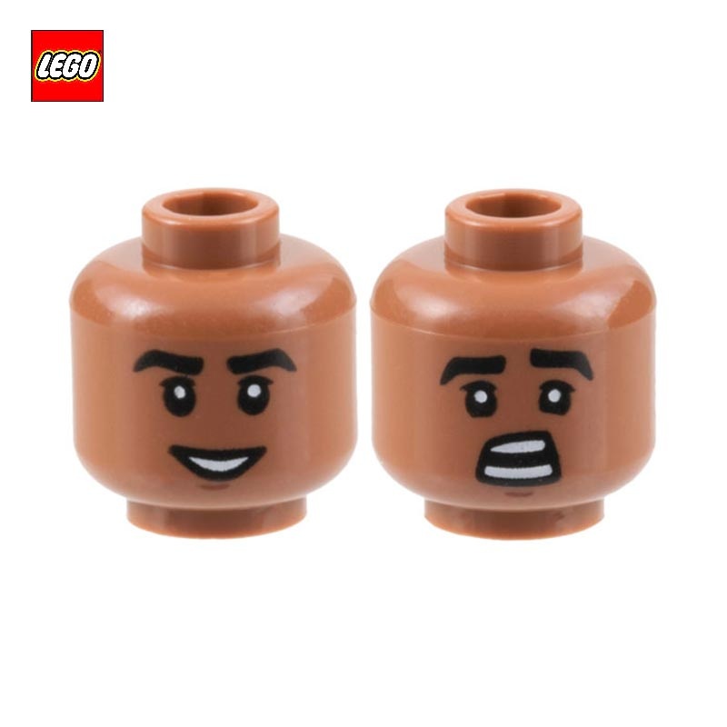 Tête de minifigurine (2 faces) Homme souriant / étonné - Pièce LEGO® 101035