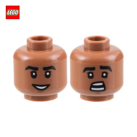 Tête de minifigurine (2 faces) Homme souriant / étonné - Pièce LEGO® 101035