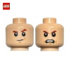 Tête de minifigurine (2 faces) Homme contrarié / en colère - Pièce LEGO® 39478