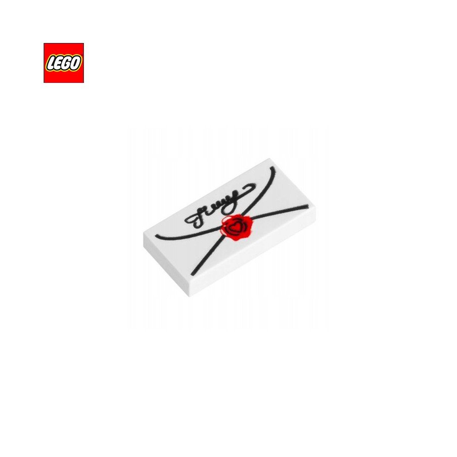 Tuile 1x2 motif enveloppe avec sceau - Pièce LEGO® 83608