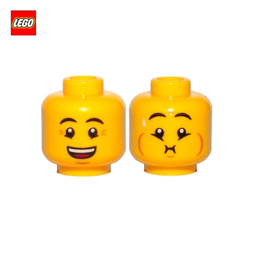 Tête de minifigurine (2 faces) Sourire et bouche pleine - Pièce LEGO® 23102