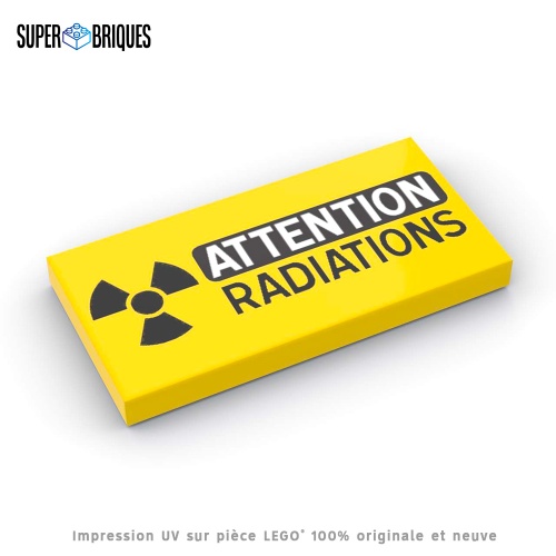 Panneau Danger "Attention Radiations" 2x4 - Pièce LEGO® customisée