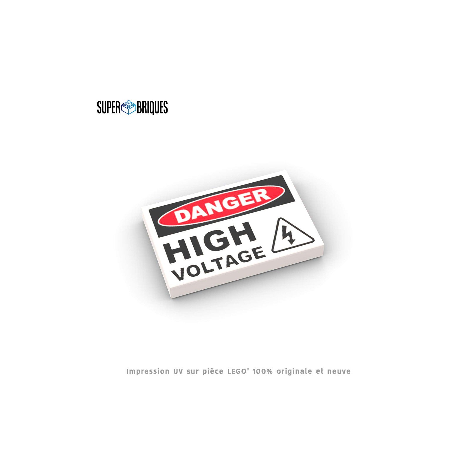 Panneau "Danger High Voltage" 2x3 - Pièce LEGO® customisée