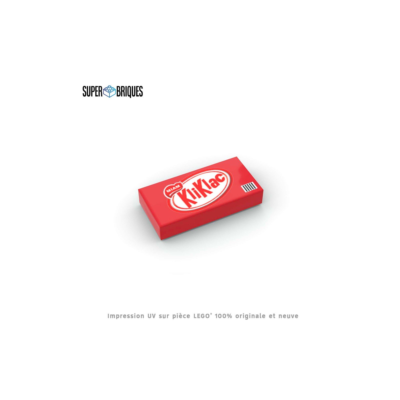 Barre chocolatée "KliKlac" 1x2 - Pièce LEGO® customisée