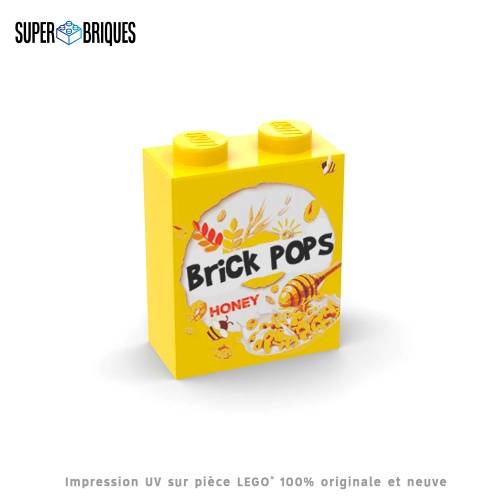 Boîte de céréales 1x2x2 "Brick Pops" - Pièce LEGO® customisée