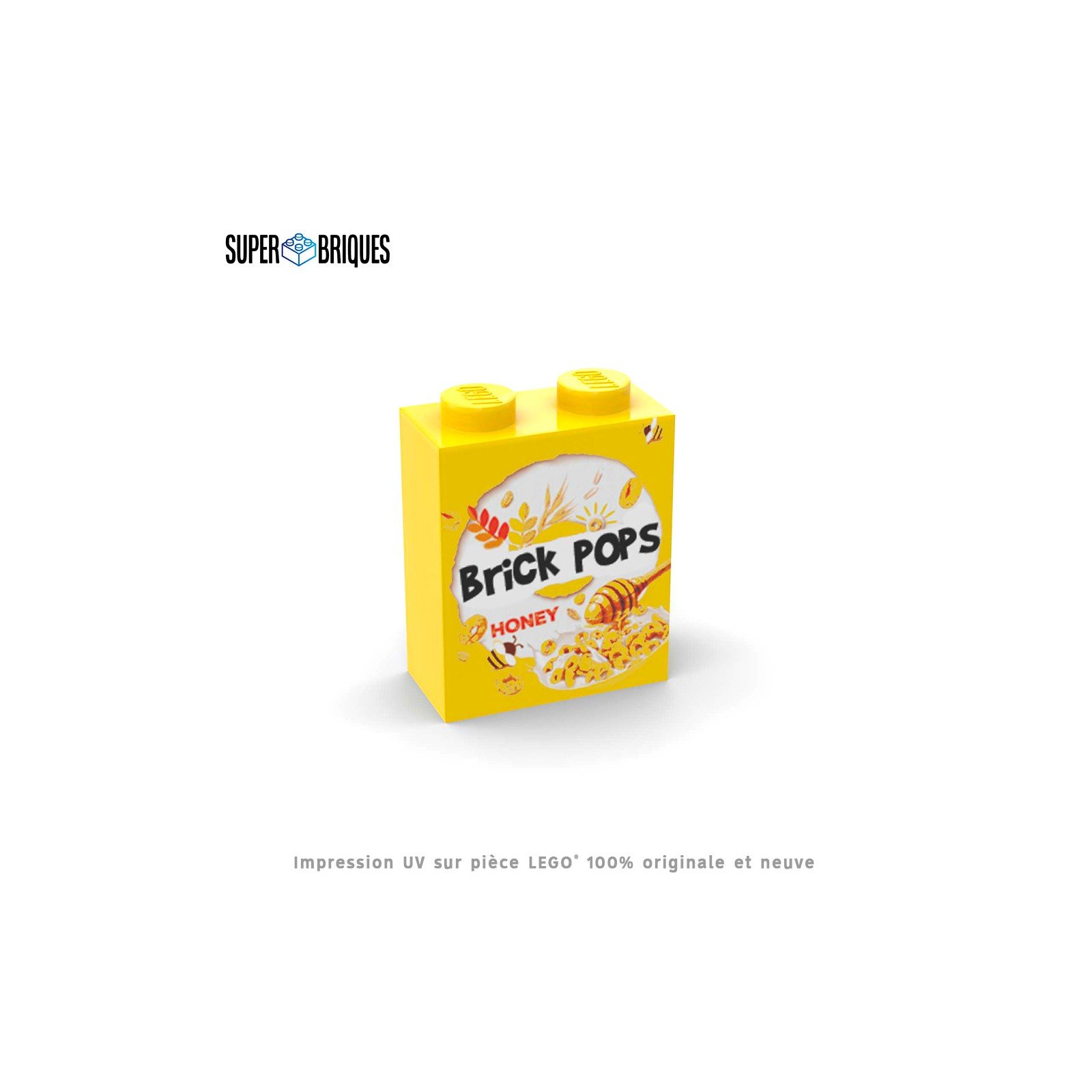 Boîte de céréales 1x2x2 "Brick Pops" - Pièce LEGO® customisée