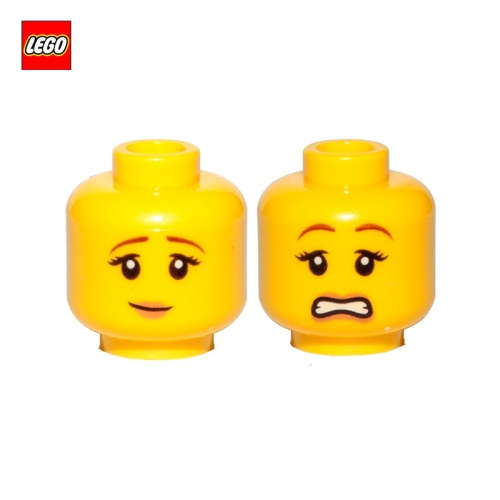 Tête de minifigurine femme (2 faces) Inquiète et effrayée - Pièce LEGO® 23177