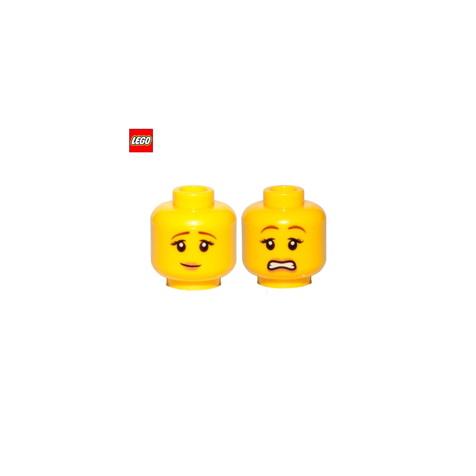 Tête de minifigurine femme (2 faces) Inquiète et effrayée - Pièce LEGO® 23177