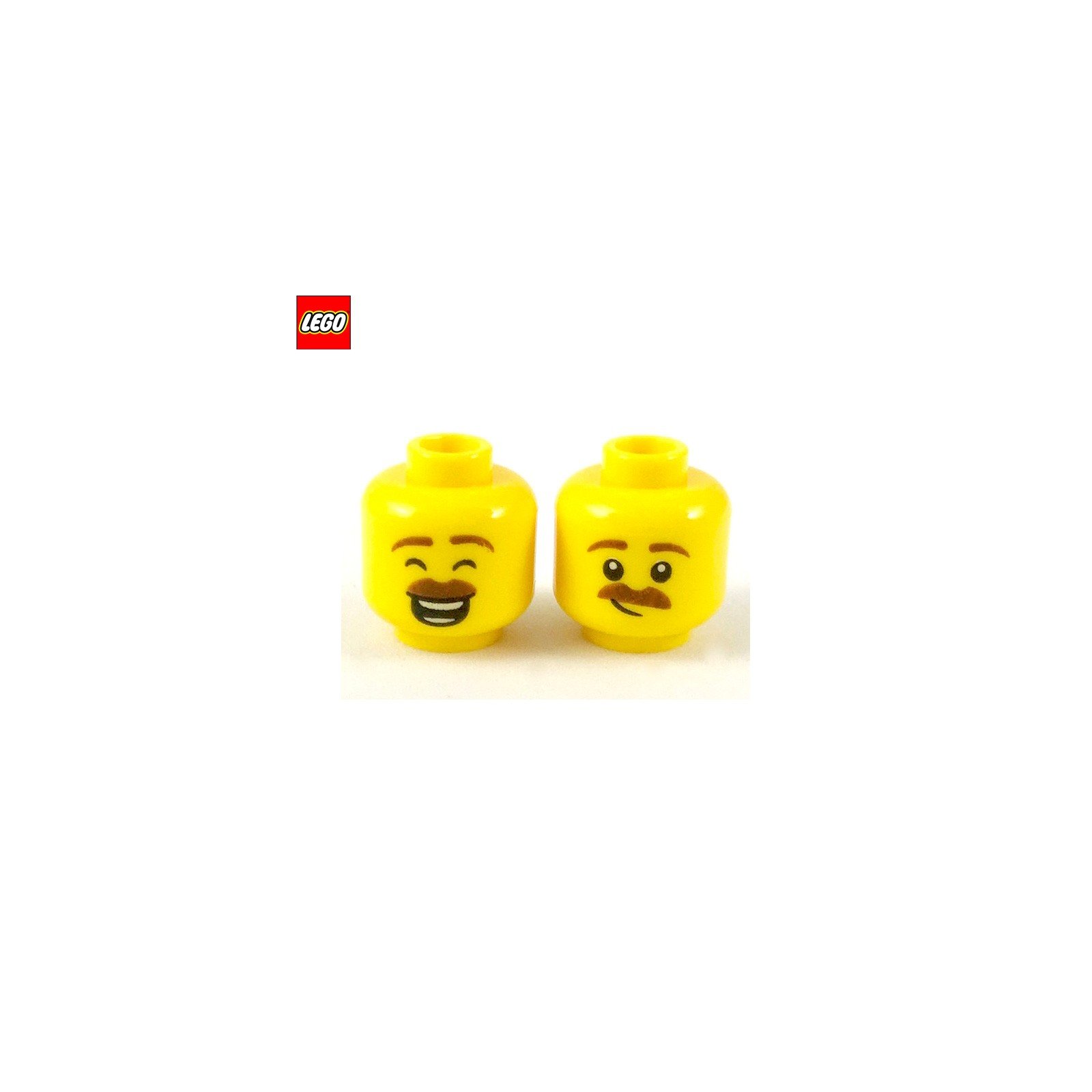 Minifigure Head 2 Sides Man with Moustache LEGO Part 38686