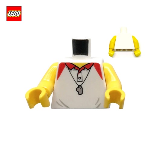 Torse (avec bras) polo blanc avec sifflet - Pièce LEGO® 76382