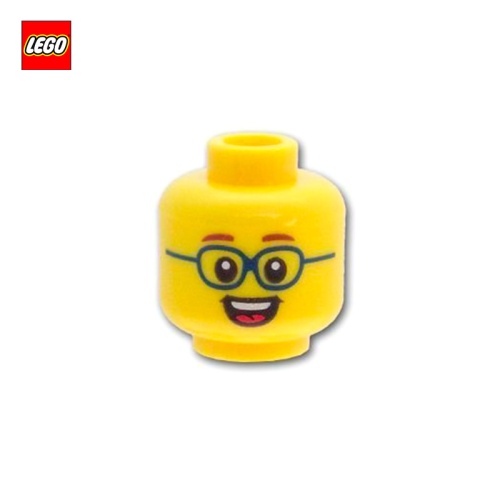 Tête de minifigurine homme à lunettes avec sourire bouche ouverte - Pièce LEGO® 39135