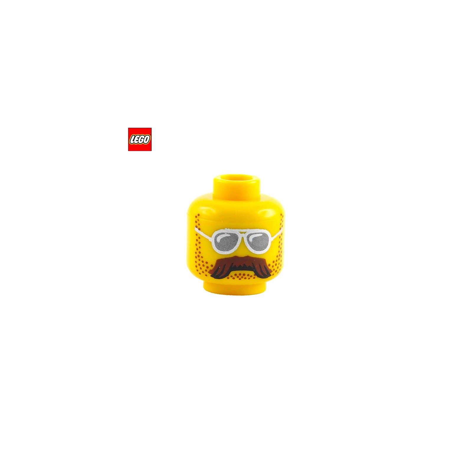 Tête de minifigurine biker moustachu - Pièce LEGO® 13493