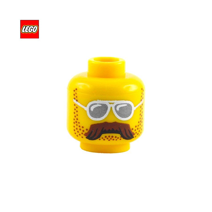 Tête de minifigurine biker moustachu - Pièce LEGO® 13493