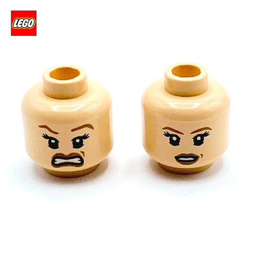 Tête de minifigurine (2 faces) femme sérieuse / en colère - Pièce LEGO® 96289