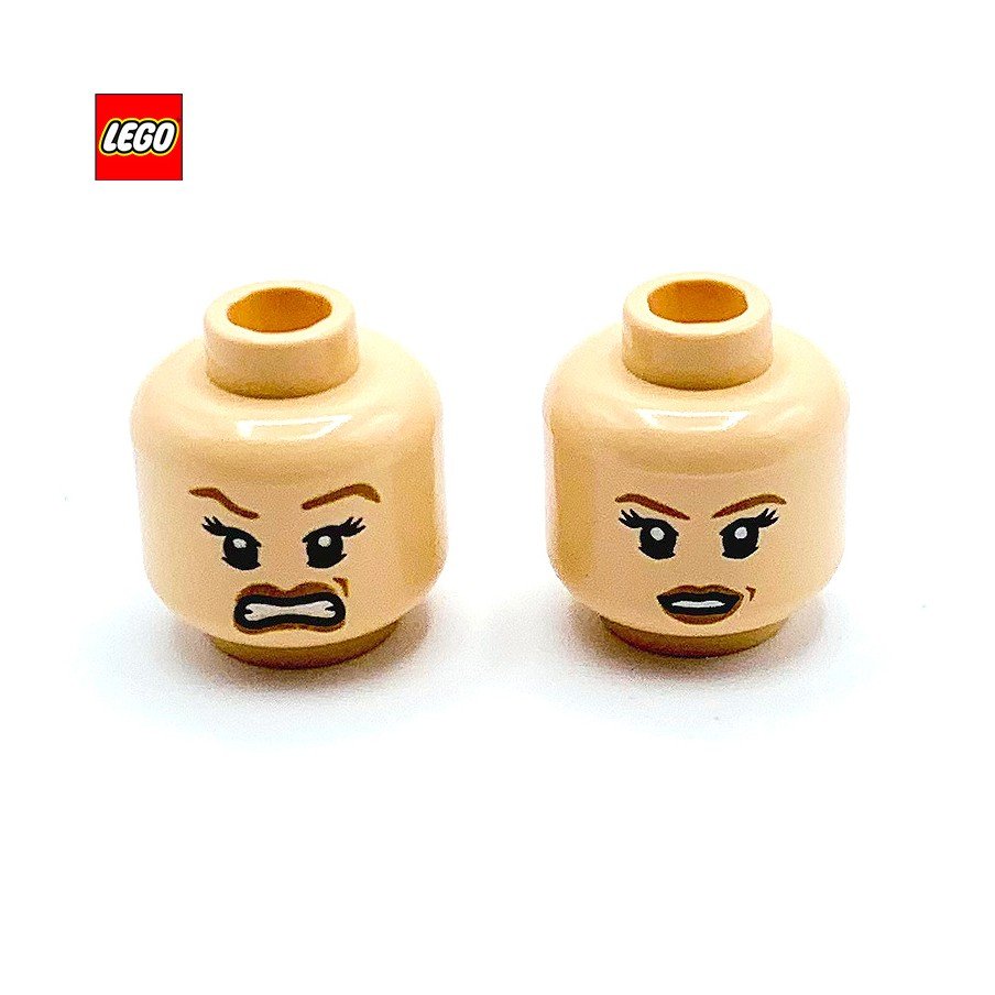 Tête de minifigurine (2 faces) femme sérieuse / en colère - Pièce LEGO® 96289